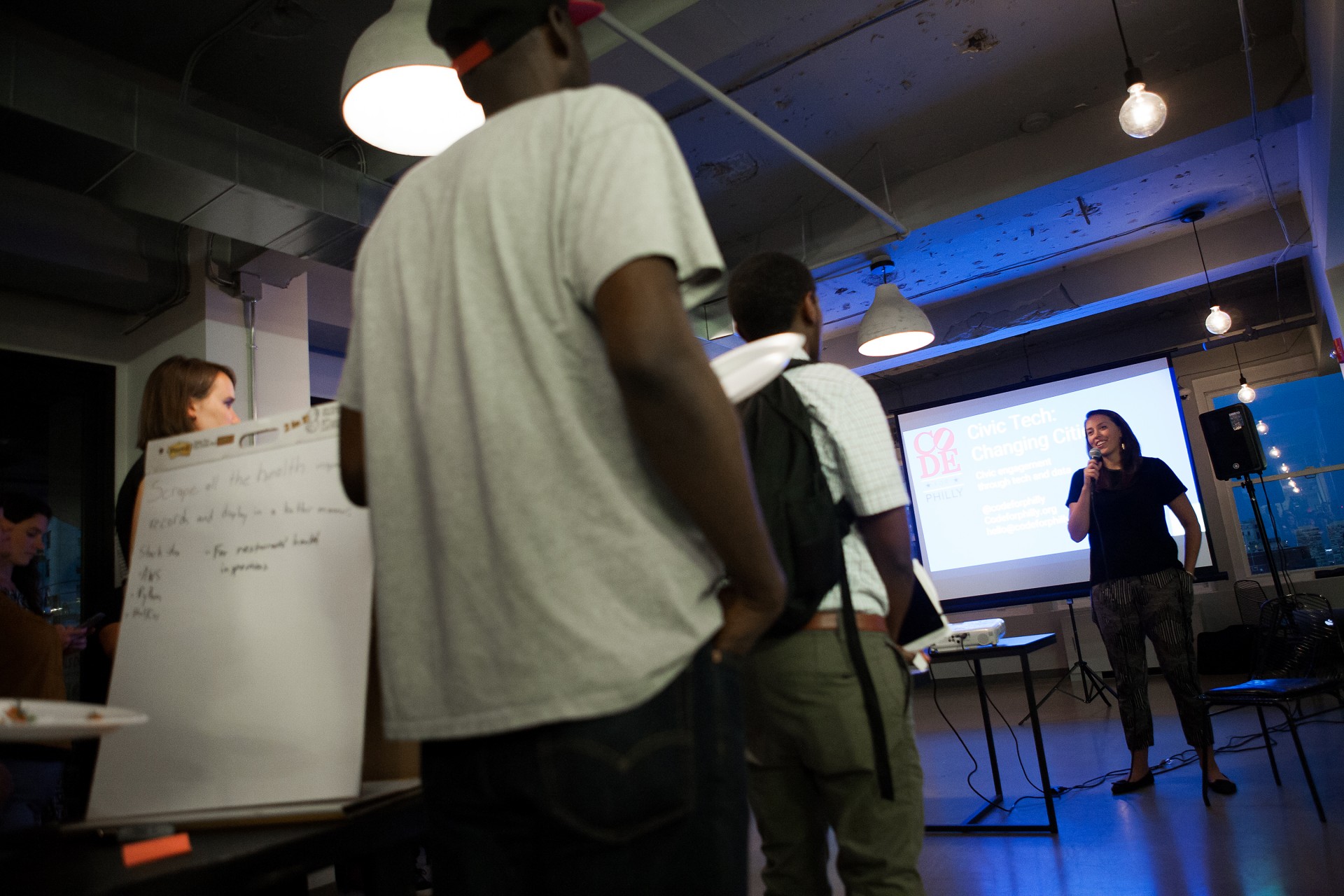 Jane Slusser addressing the crowd at Kickoff Weekend