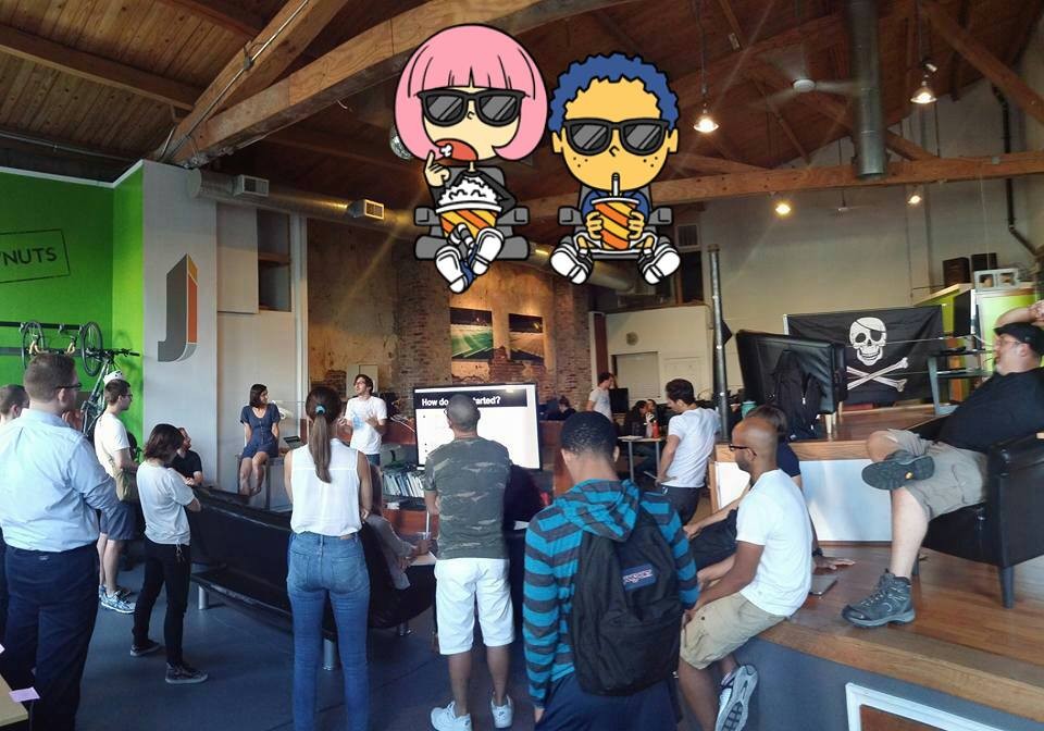 Ben Novack giving civic hacking 101 at hack night circa 2015, photo credit Lloyd Emelle